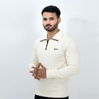 WAFFLE THERMAL BEIGE PULLOVER HALF ZIPPER