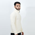 WAFFLE THERMAL BEIGE PULLOVER HALF ZIPPER