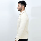 WAFFLE THERMAL BEIGE PULLOVER HALF ZIPPER