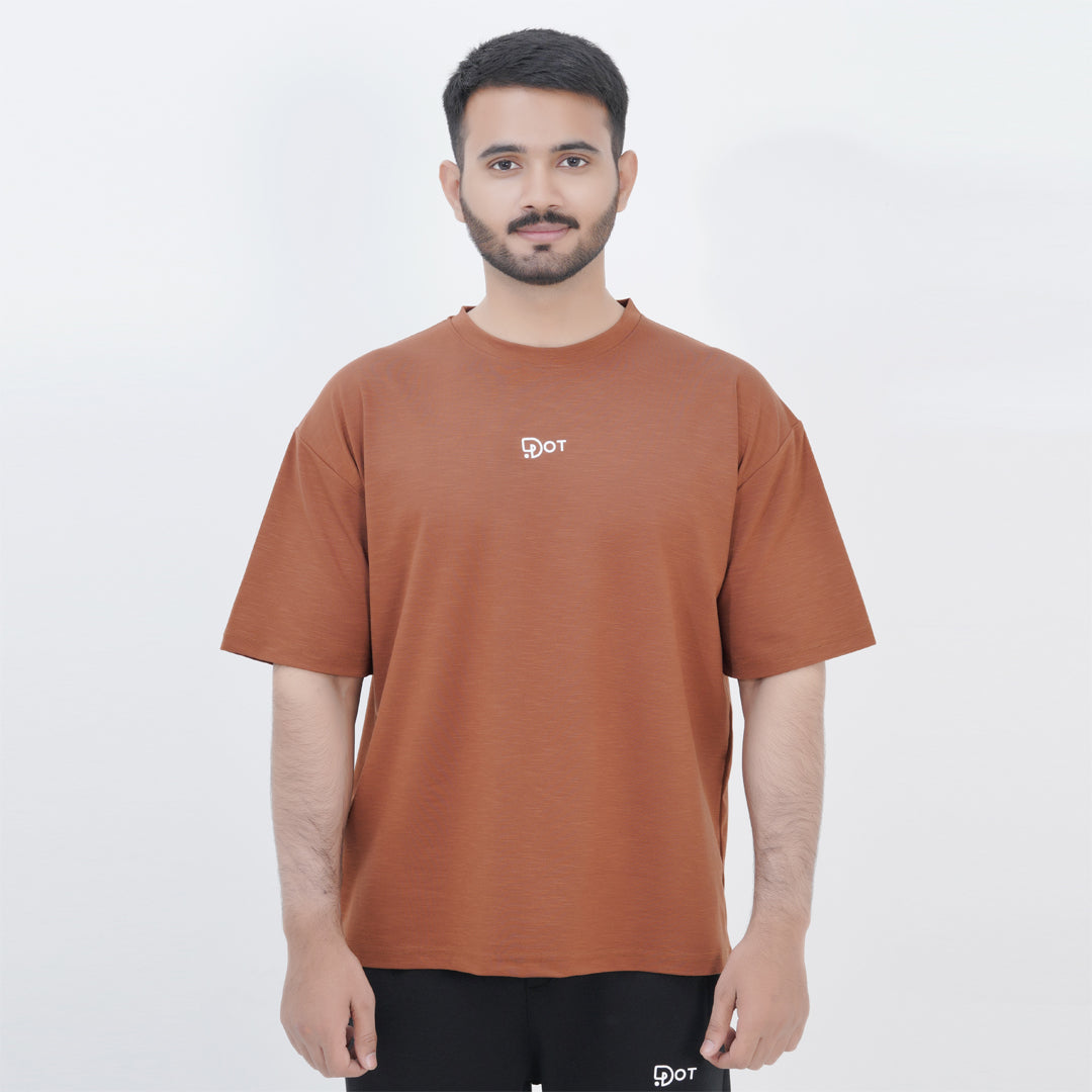 SLUB BAGGY T-SHIRT BROWN SUPER SOFT