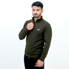 WAFFLE THERMAL MILITARY OLIVE PULLOVER HALF ZIPPER