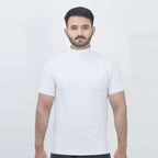 HALF TURTLE NECK THERMAL CASUAL T-SHIRT WHITE