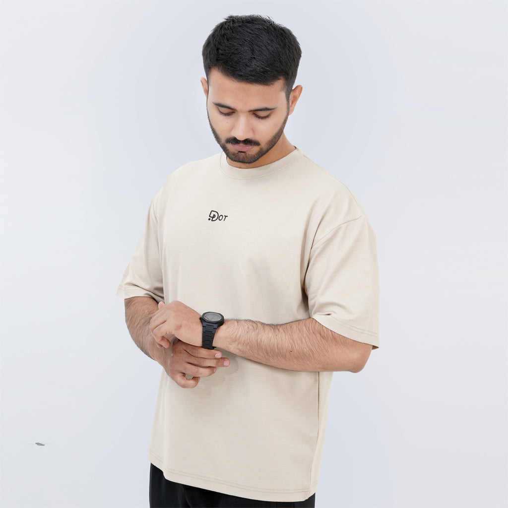 SLUB BAGGY T-SHIRT BEIGE SUPER SOFT