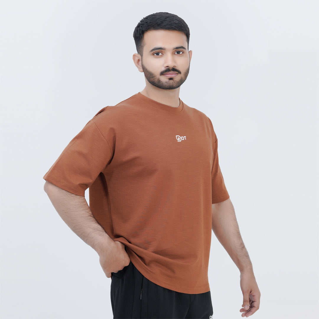 SLUB BAGGY T-SHIRT BROWN SUPER SOFT
