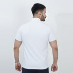 HALF TURTLE NECK THERMAL CASUAL T-SHIRT WHITE